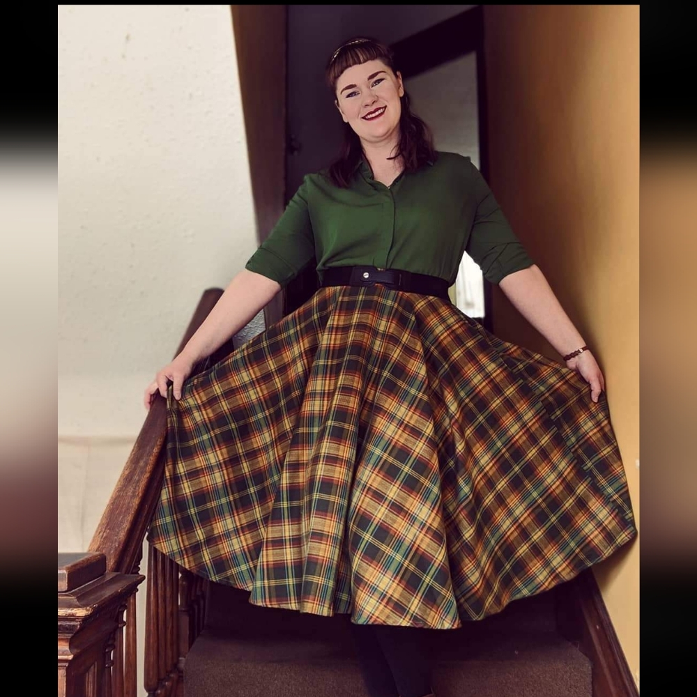 Voodoo Vixen plaid swing skirt